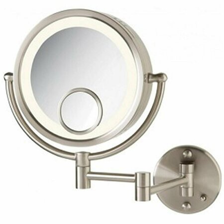 RICKI&APOSS RUGS 8.5 in.- 7X-1X-15X Halo Lighted Wall Mirror- Nickel Finish RI2850290